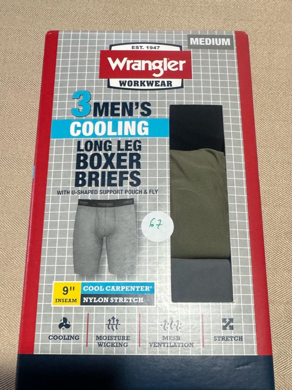 Wrangler Men's Cooling Boxer Briefs - Black/Olive/Gray
